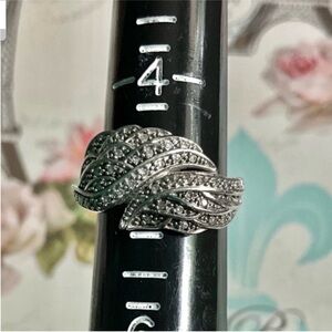 Genuine Diamond sterling silver .925 Anniversary wedding band ring 5 - 5.25